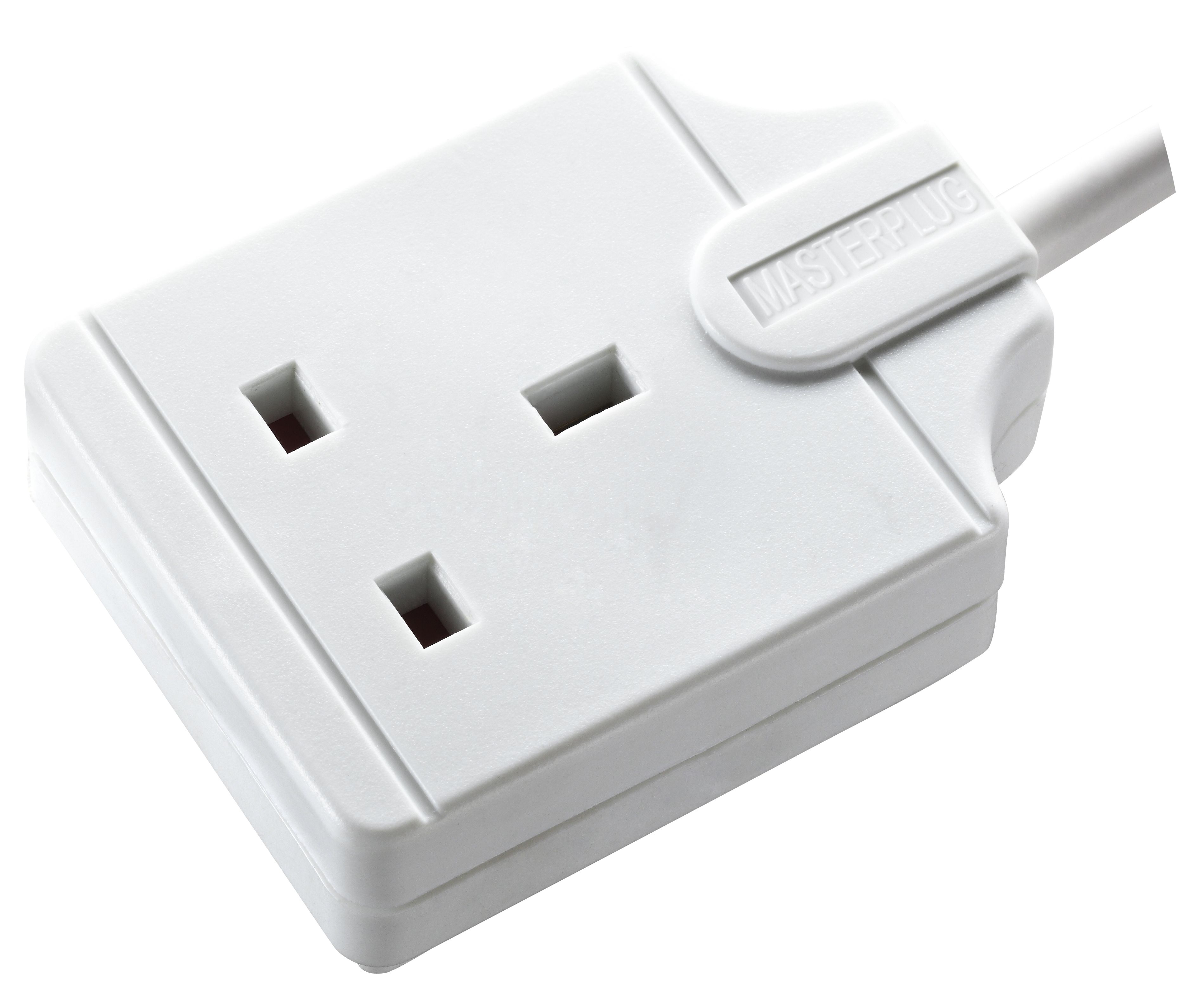 Masterplug 1 socket White Extension lead, 8m DIY at B&Q