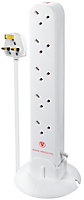 Masterplug 10 socket 13A Surge protected White Extension lead, 2m