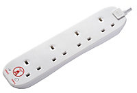 Masterplug 10A Surge protected White Extension lead, 2m