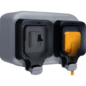 Masterplug 13A 3-pin plug RCBO protected outdoor socket