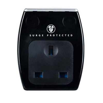 Masterplug 13A Surge protection socket adaptor Black