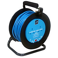 Masterplug 2 socket Black & blue Cable reel, 15m