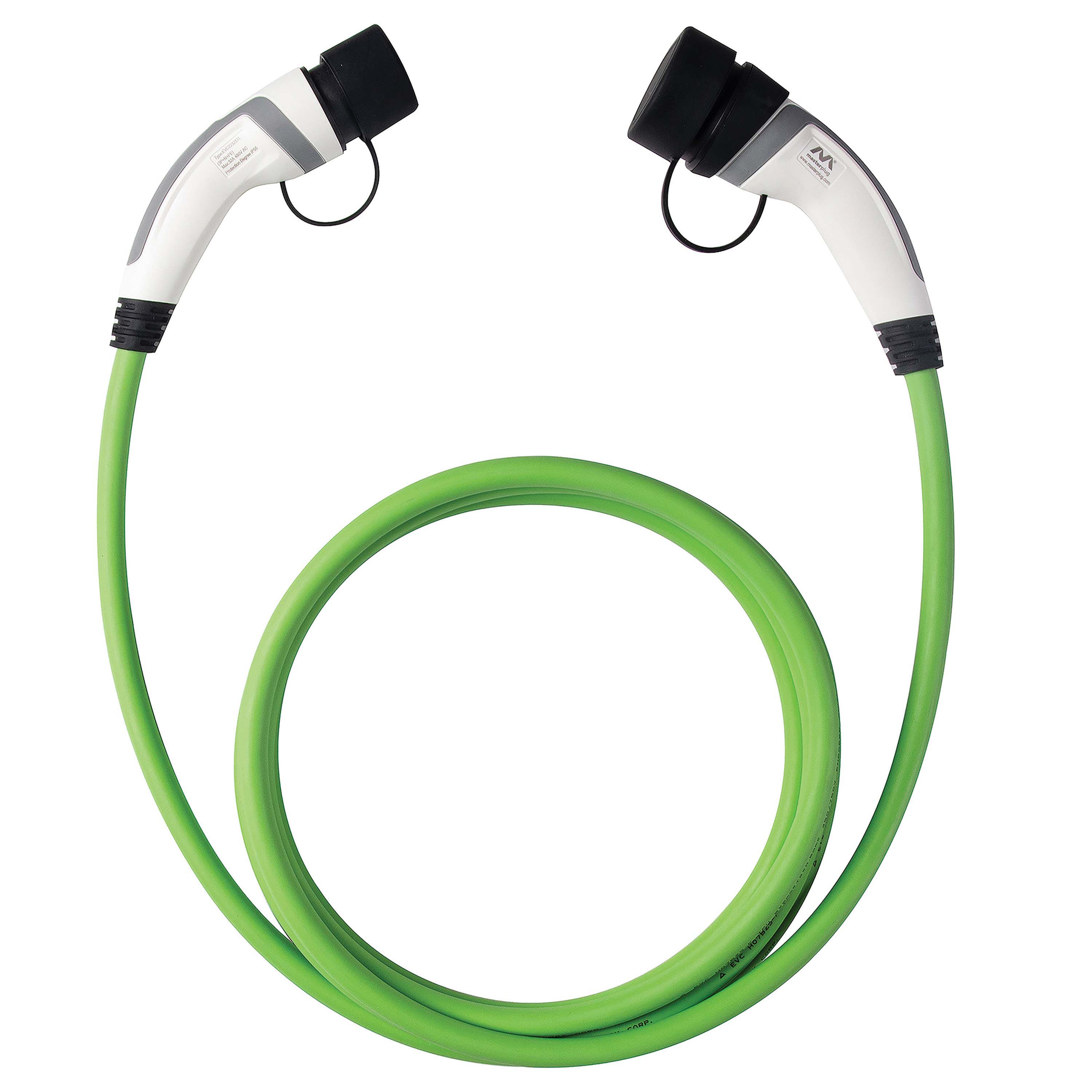 Masterplug 32A 22kW Three-phase Mode 3 Type 2 to Type 2 Electrical vehicle charging cable 5m