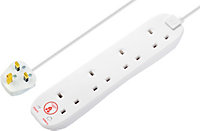 Masterplug 4 socket 13A Surge protected White Extension lead, 4m
