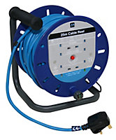 Masterplug 4 socket Blue Cable reel, 25m