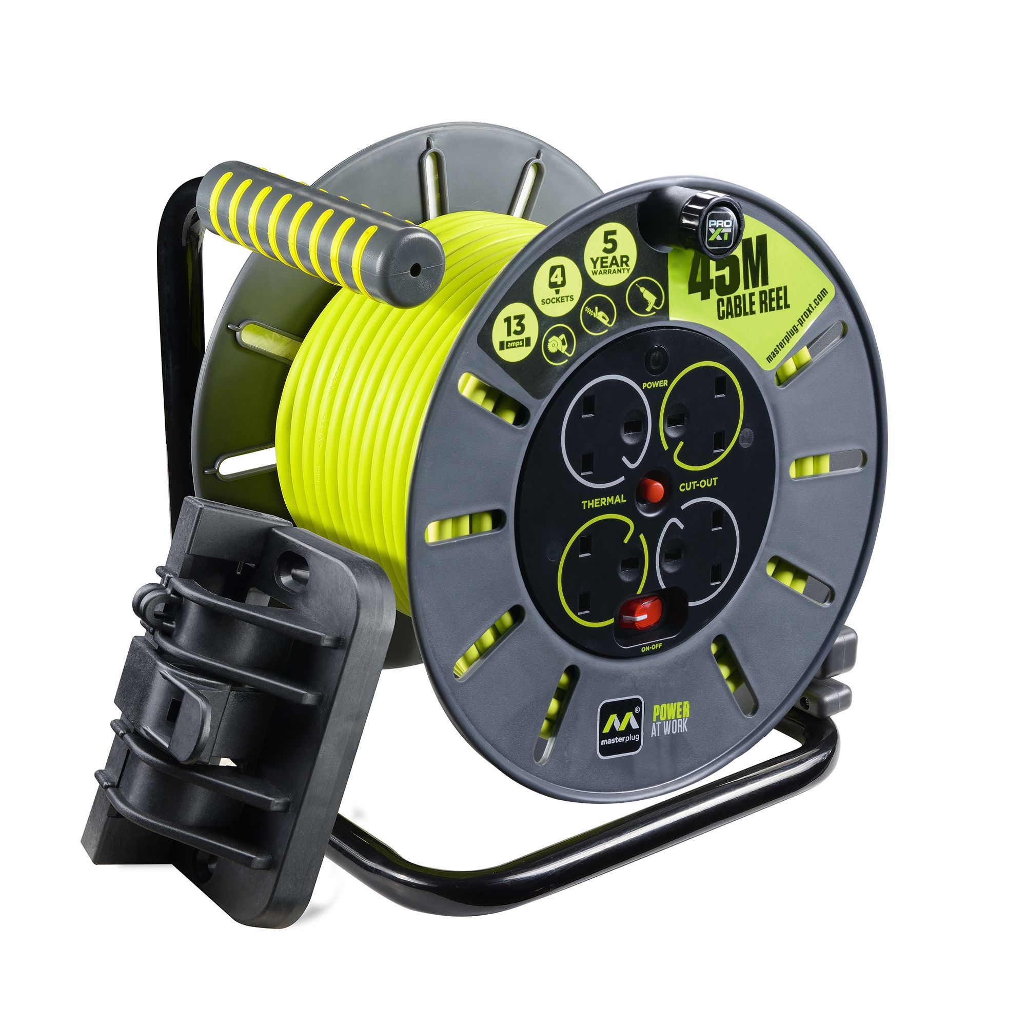 Masterplug 50ft 4 Socket Extension Cord Reel With USB Port and