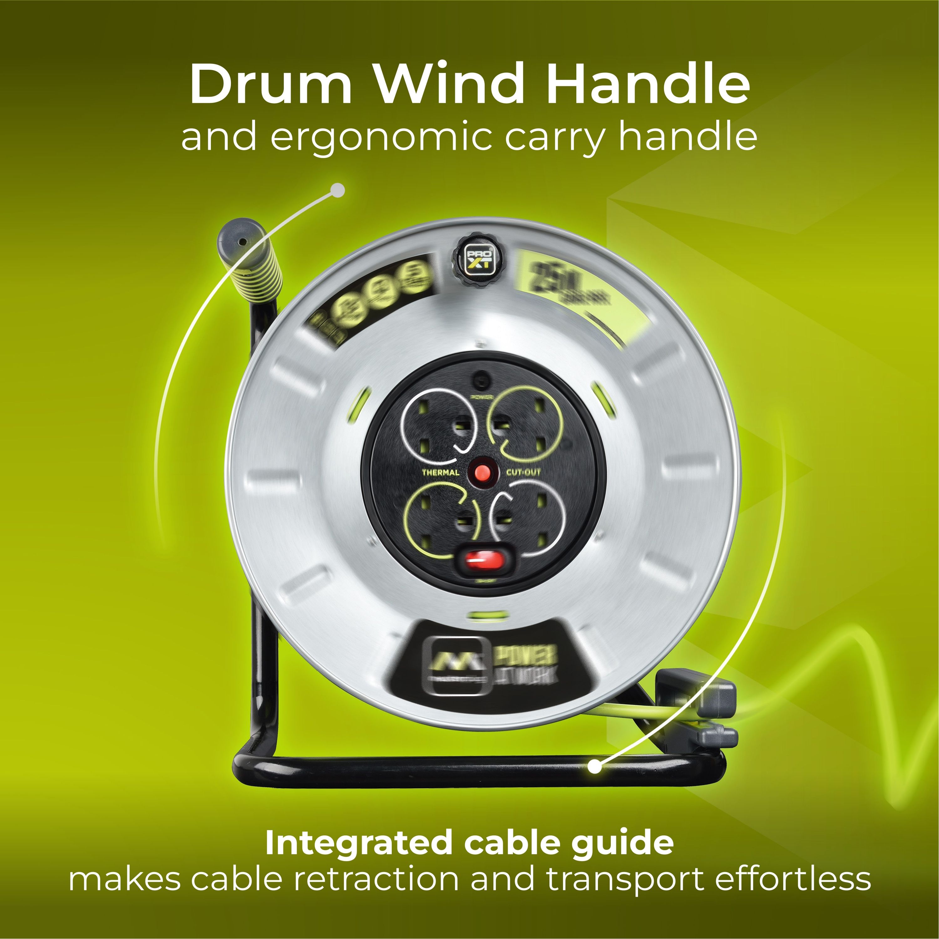 Masterplug 4 socket Indoor & outdoor Cable reel, 25m