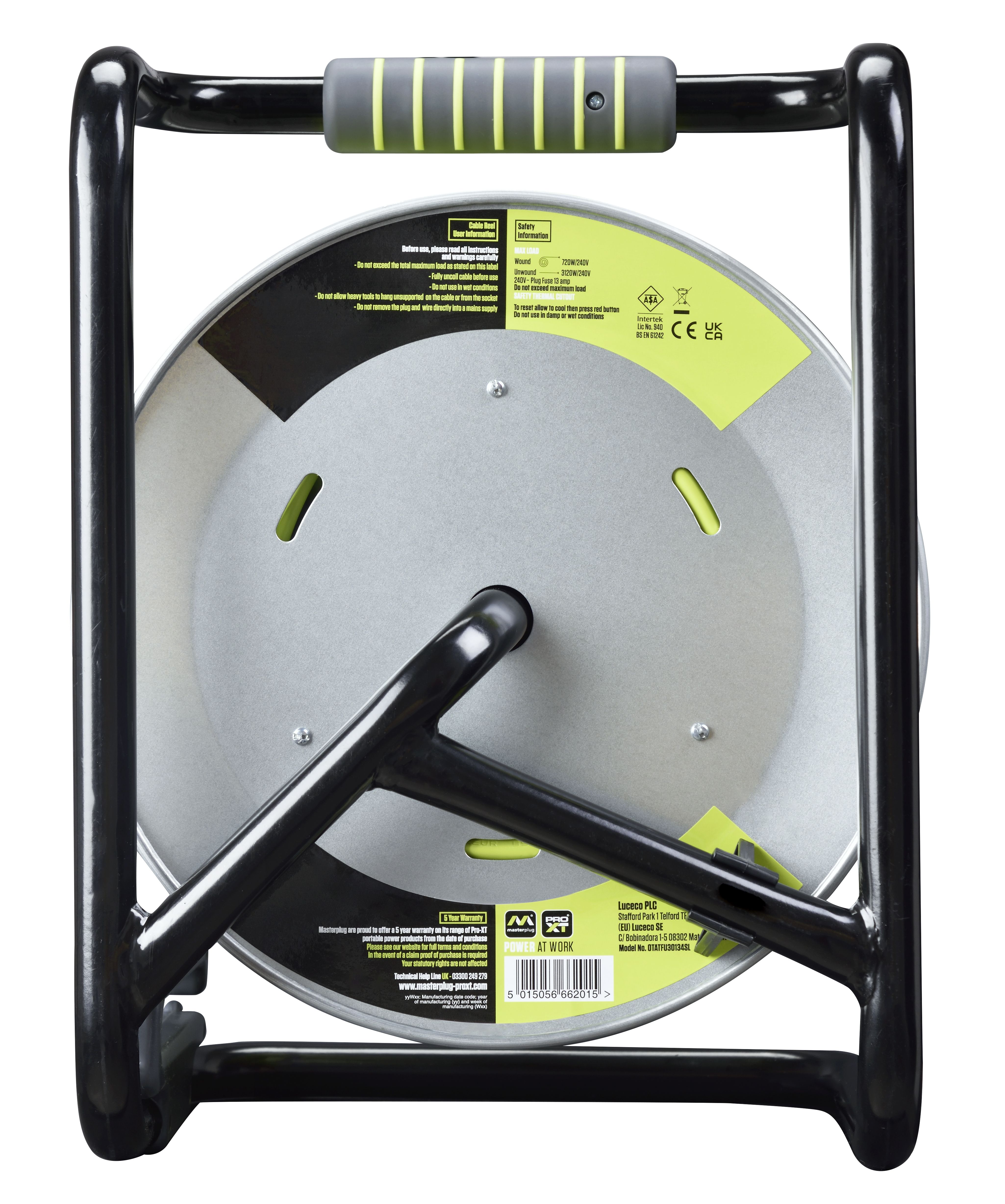 Masterplug Anti Twist 4 socket Indoor & outdoor Cable reel, 30m