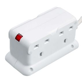 Masterplug Basic 4 socket Unswitched White Extension lead, 3m