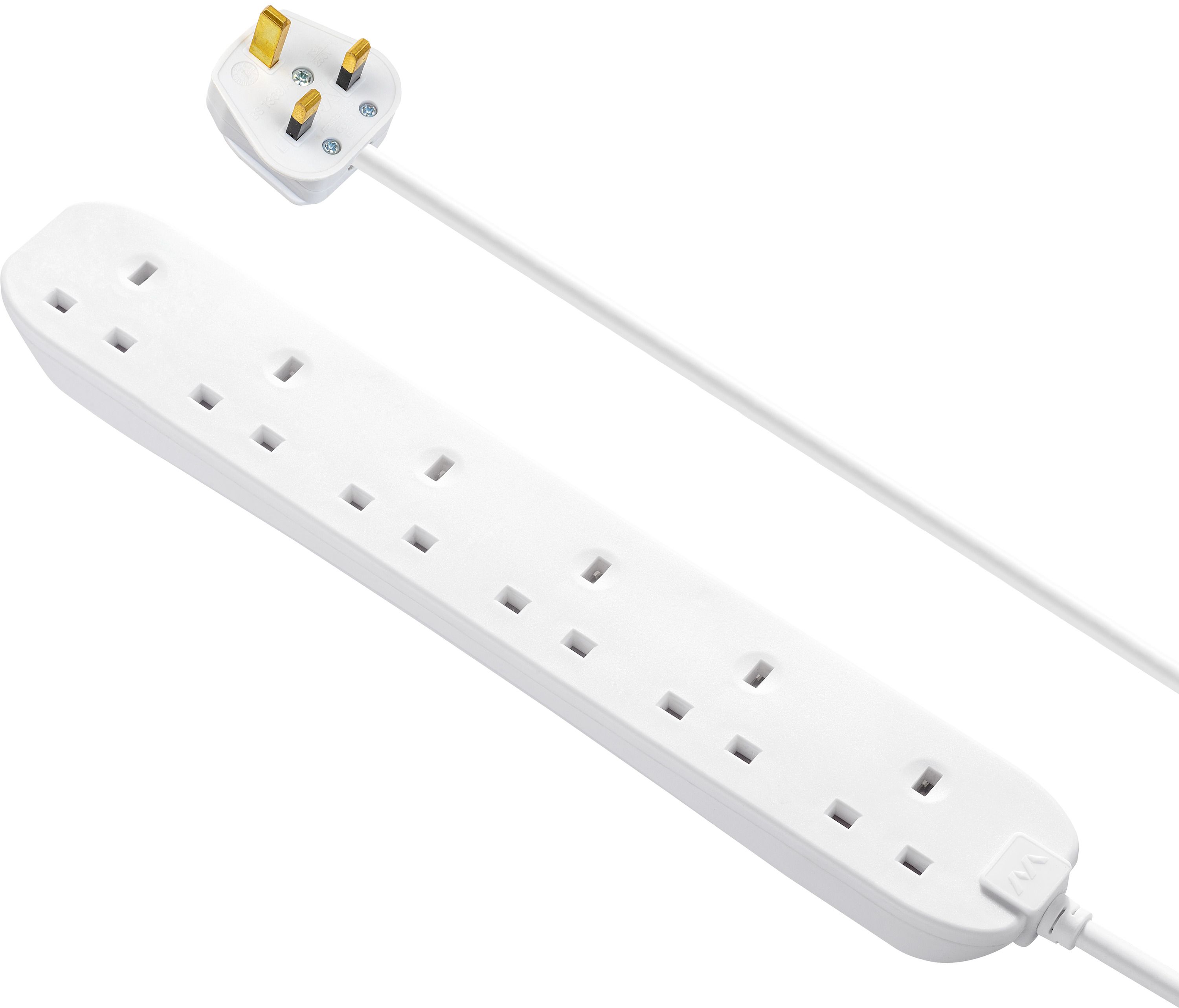 Masterplug BSG1N-BD 6 socket 13A White Extension lead, 1m