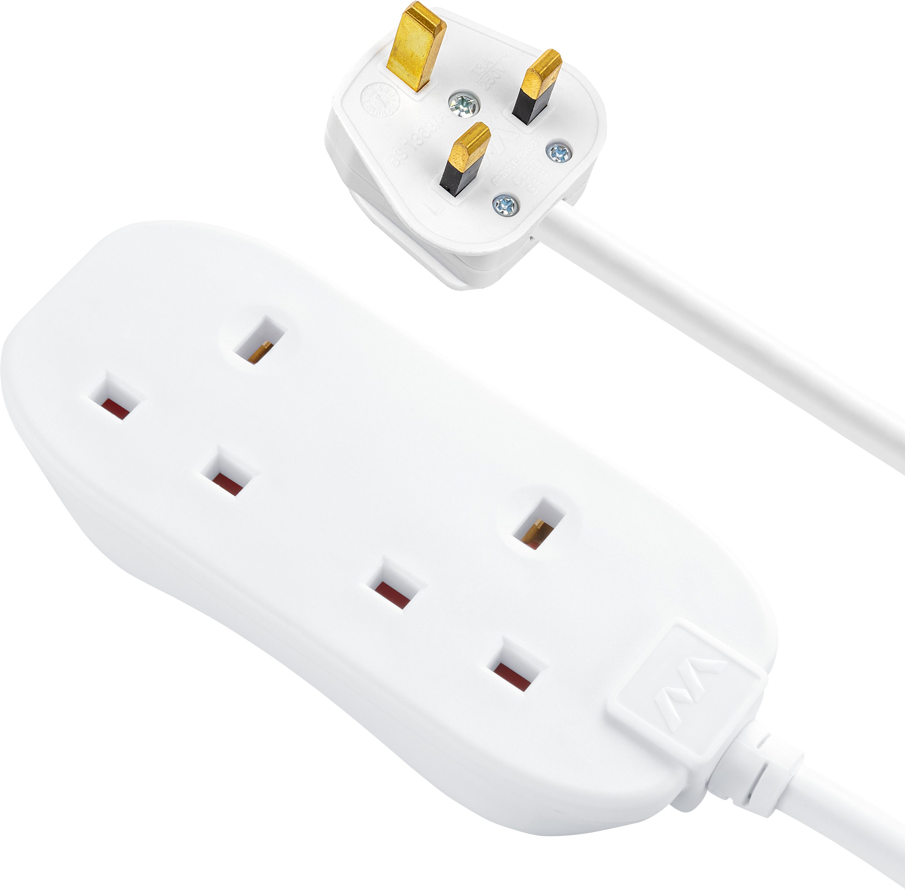 Masterplug BTG3N-BD 2 socket 13A White Extension lead, 3m