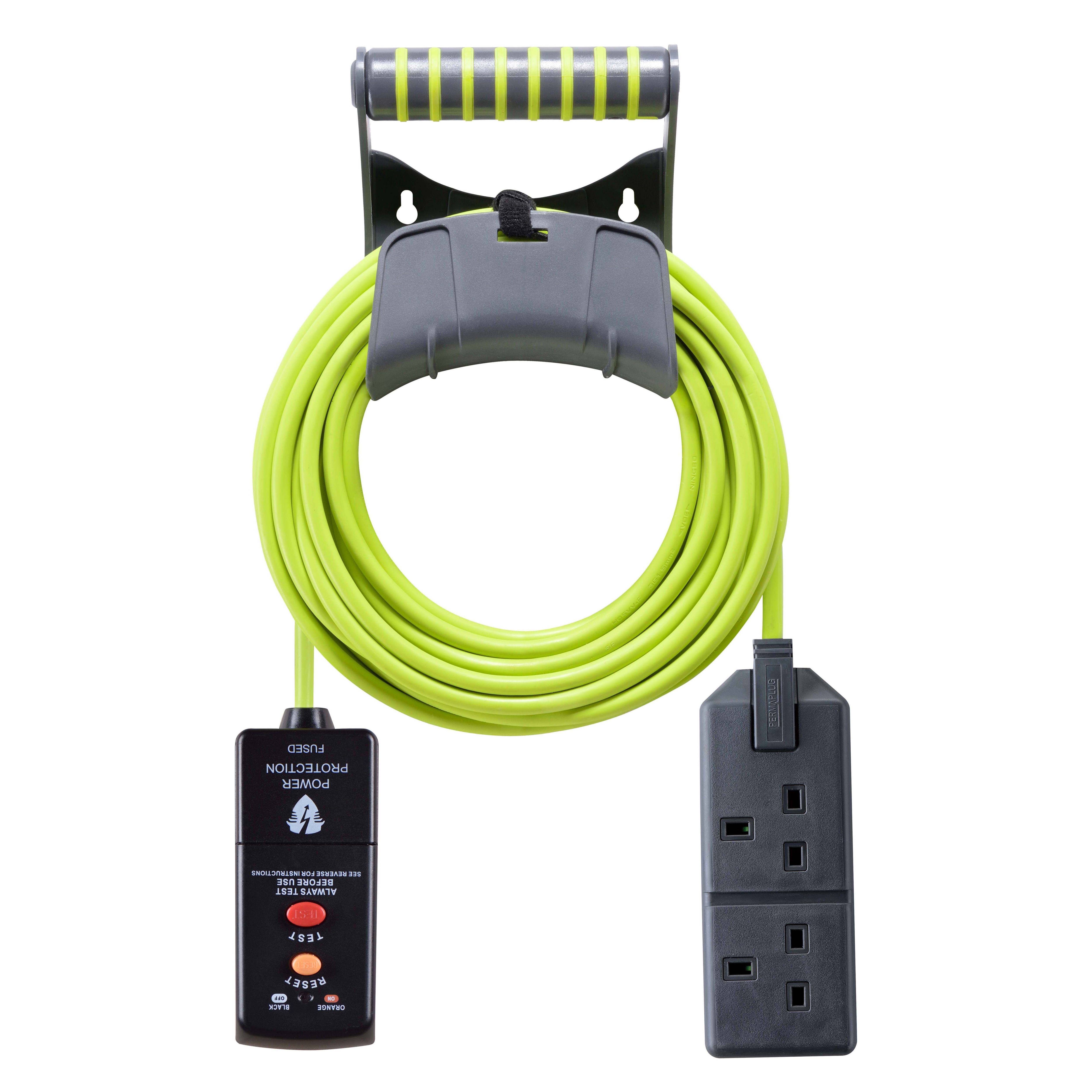 Masterplug EXU1013/2/RCD/CHT 2 socket 13A Grey & green Extension lead, 10m