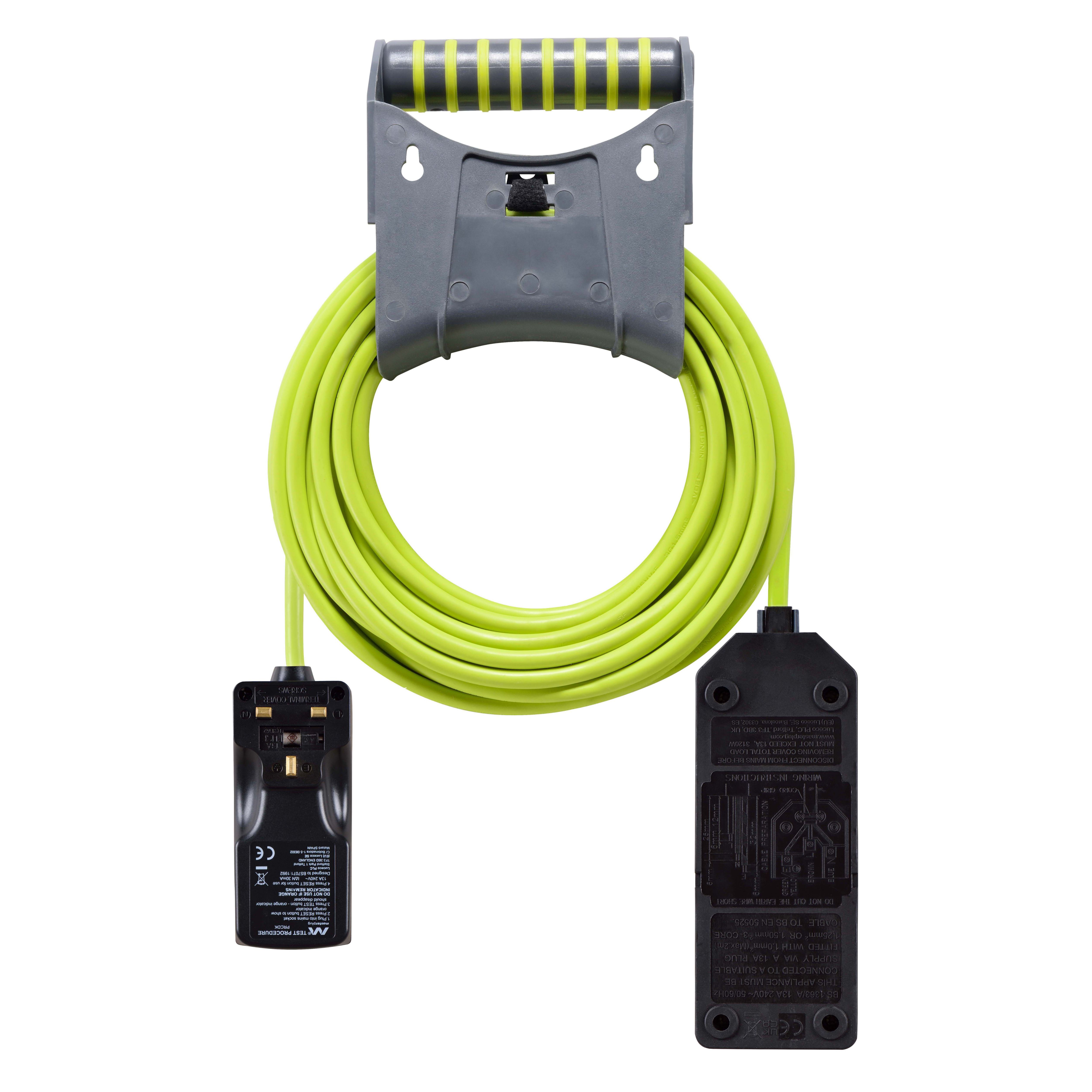 Masterplug EXU1013/2/RCD/CHT 2 socket 13A Grey & green Extension lead, 10m