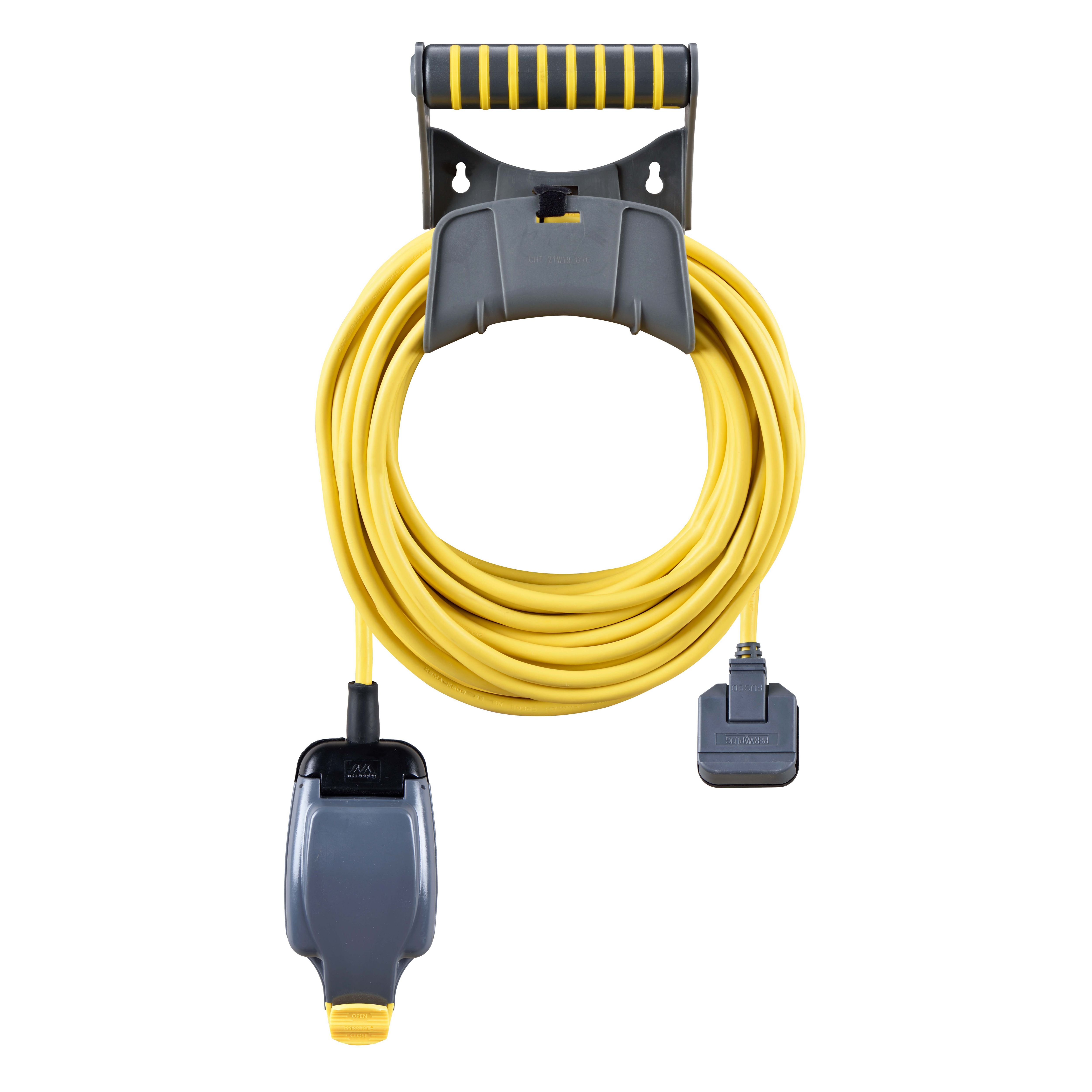 Masterplug EXU1513/1IPY/CHT-BD IP54 Rated 1 socket 13A Grey & yellow Extension lead, 15m