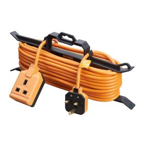 Masterplug Outdoor 1 socket Unswitched Orange Extension lead, 15m