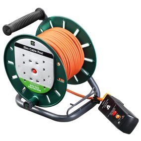 Masterplug Outdoor Power 4 socket Green & orange Outdoor Cable reel, 25m