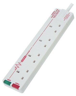 Masterplug SRG4210-BD 4 socket 10A Surge protected White Extension lead, 2m