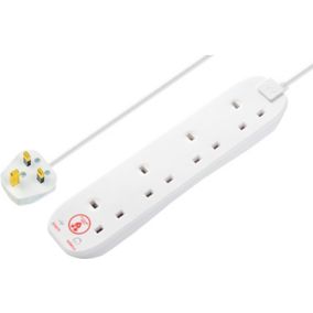 Masterplug SRG44N-BD 4 socket 13A Surge protected White Extension lead, 4m