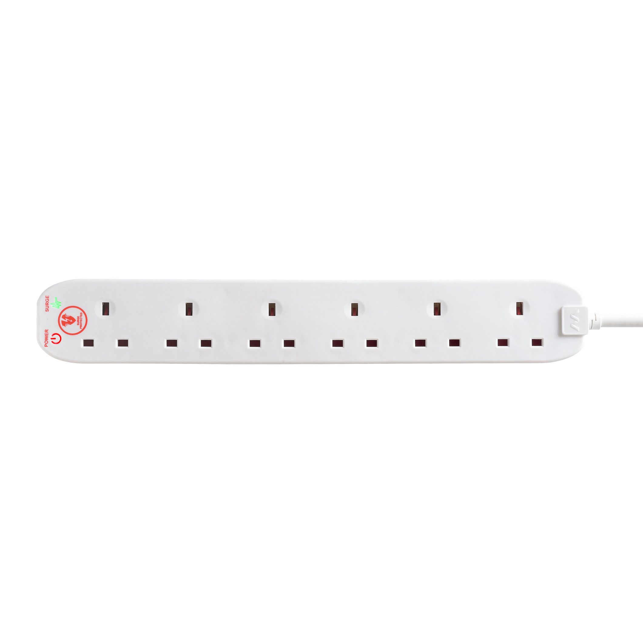 Masterplug SRG64N-BD 6 socket 13A Surge protected White Extension lead, 4m