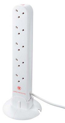 Masterplug Surge White 13A 10 socket Extension lead with USB, 1m