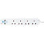 Masterplug Surge White 13A 4 socket Extension lead with USB, 1m