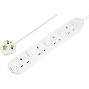 Masterplug SWC4210N-BD 4 socket 13A Switched White Extension lead, 2m