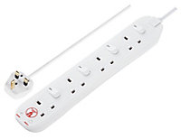 Masterplug SWSRG4210N-BD 4 socket 13A Switched Surge protected White Extension lead, 2m