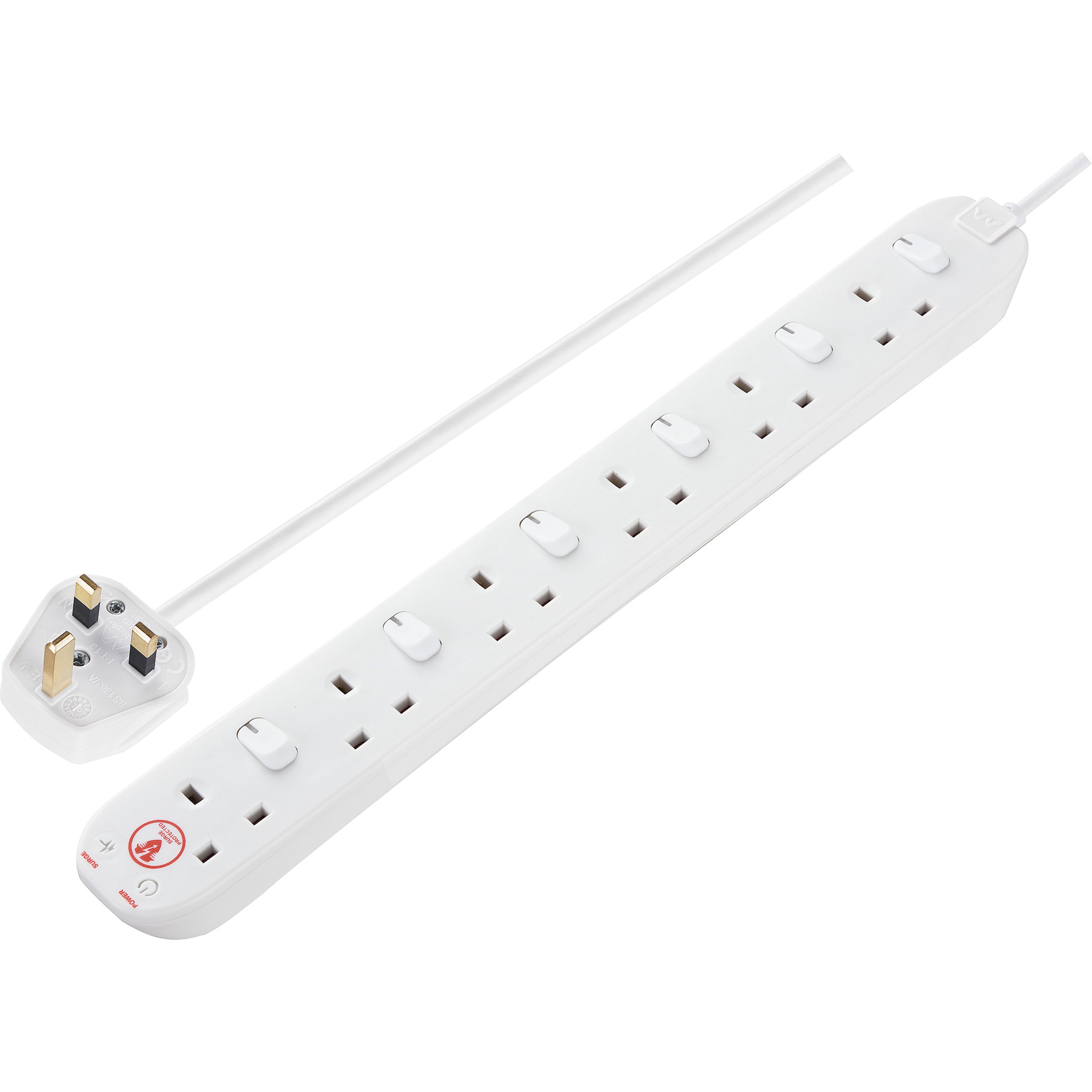 Masterplug SWSRG6210N-BD 6 socket 13A Switched Surge protected White ...