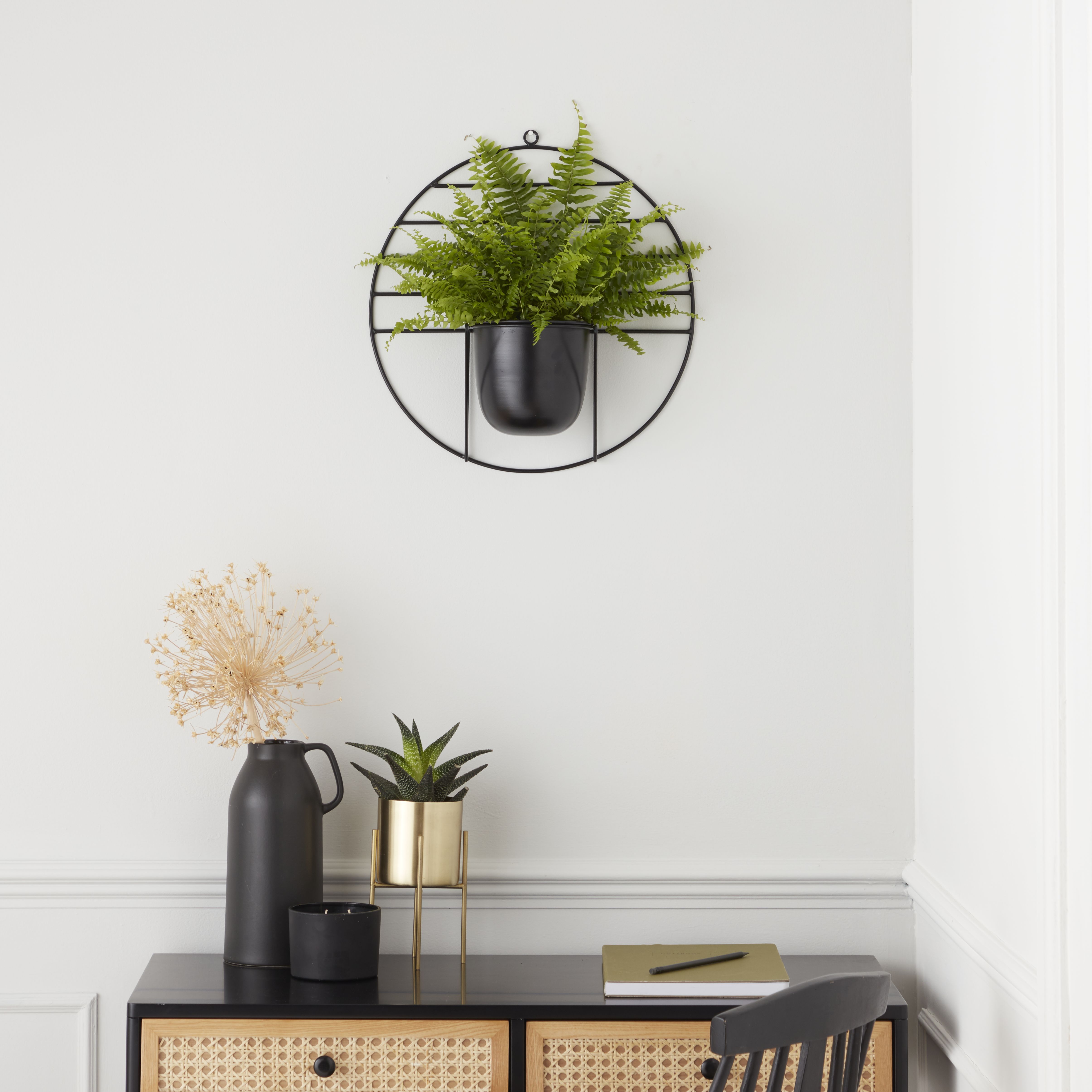 Matt Black Metal Pot hanger (Dia)14cm