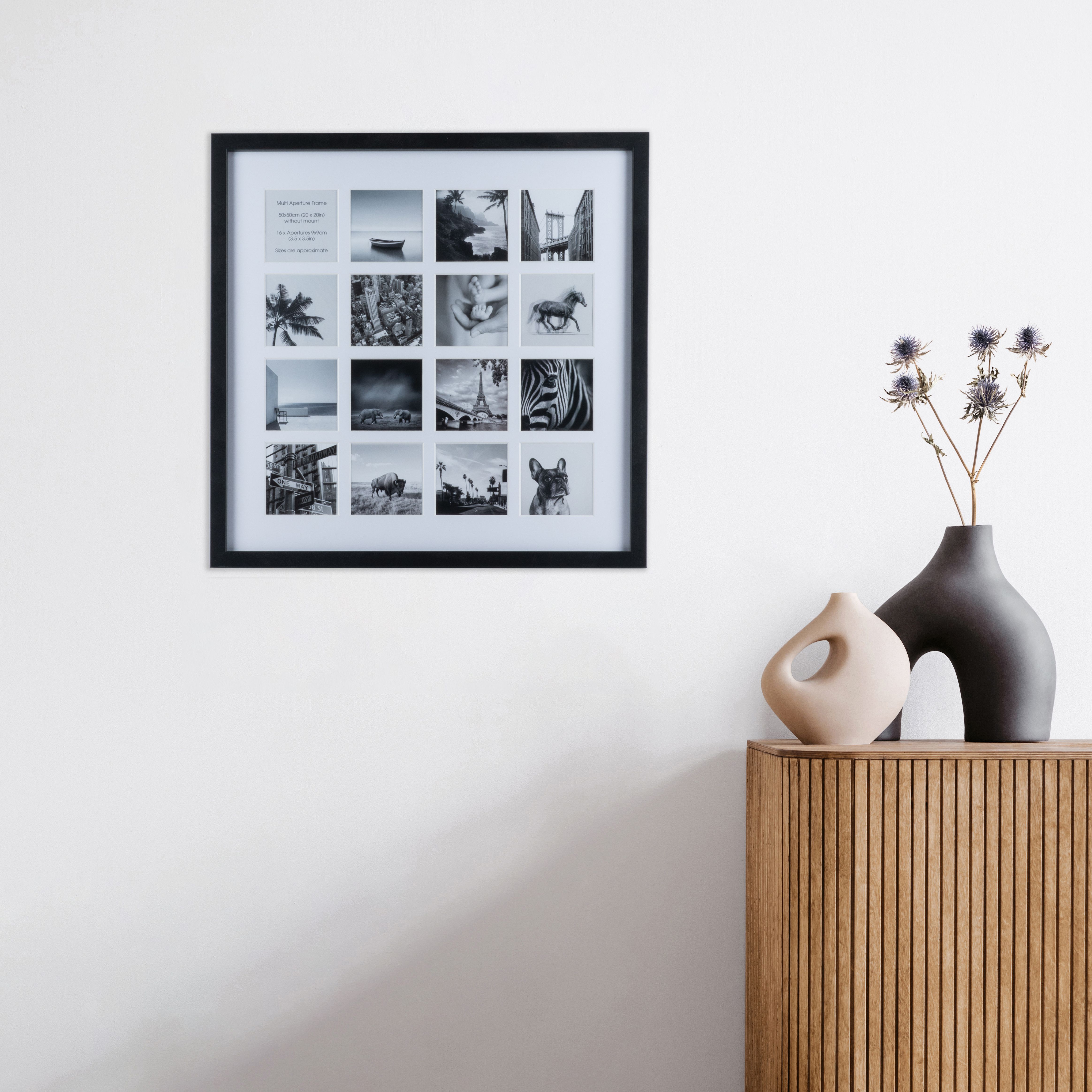 Matt Black Multi Picture frame (H)53cm x (W)53cm