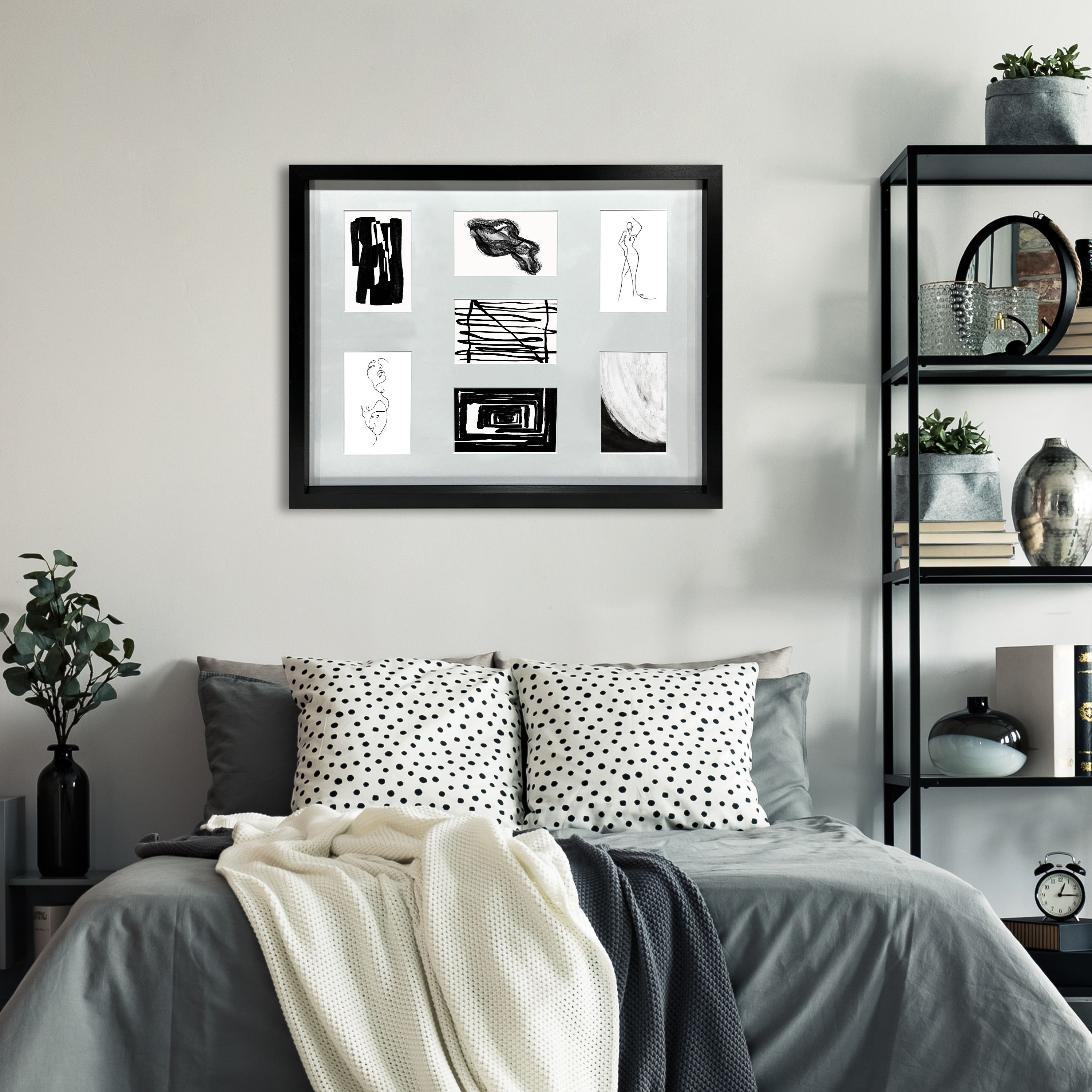 Matt Black Pine effect Plain Multi Picture frame (H)55.6cm x (W)45.6cm - 3