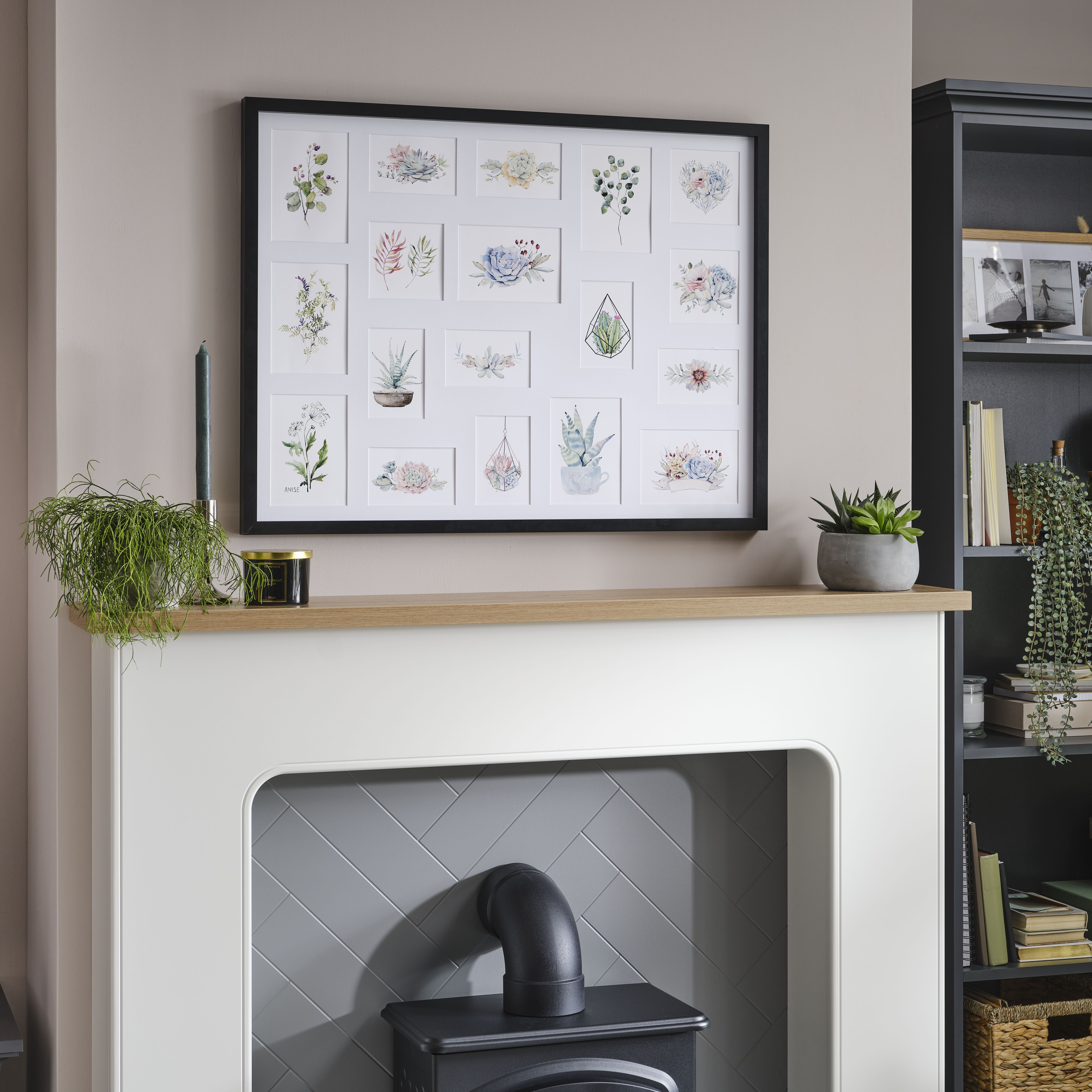 Matt Black Pine effect Plain Multi Picture frame (H)85.6cm x (W)65.6cm - 5
