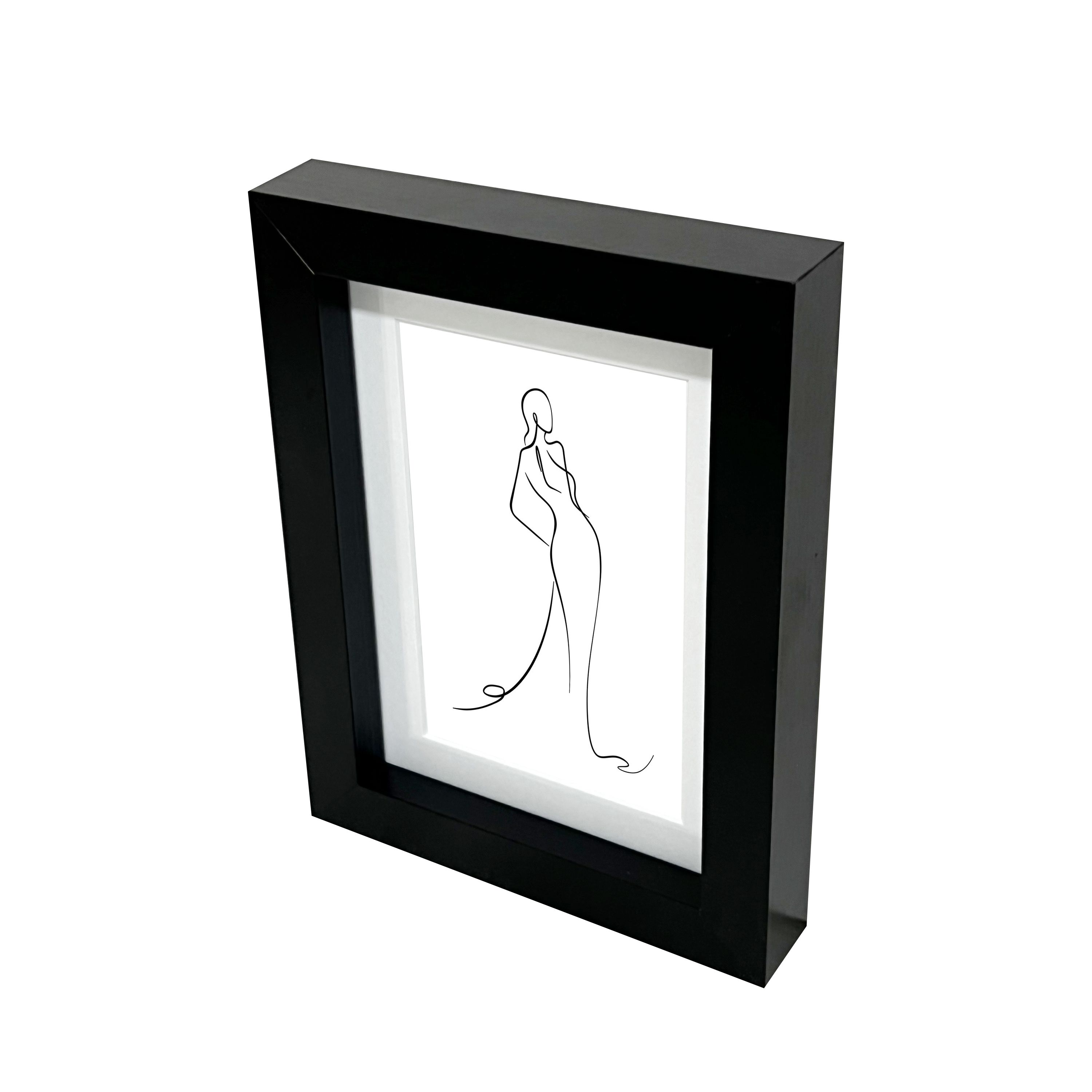 Matt Black Pine effect Plain Single Picture frame (H)20.6cm x (W)15.6cm