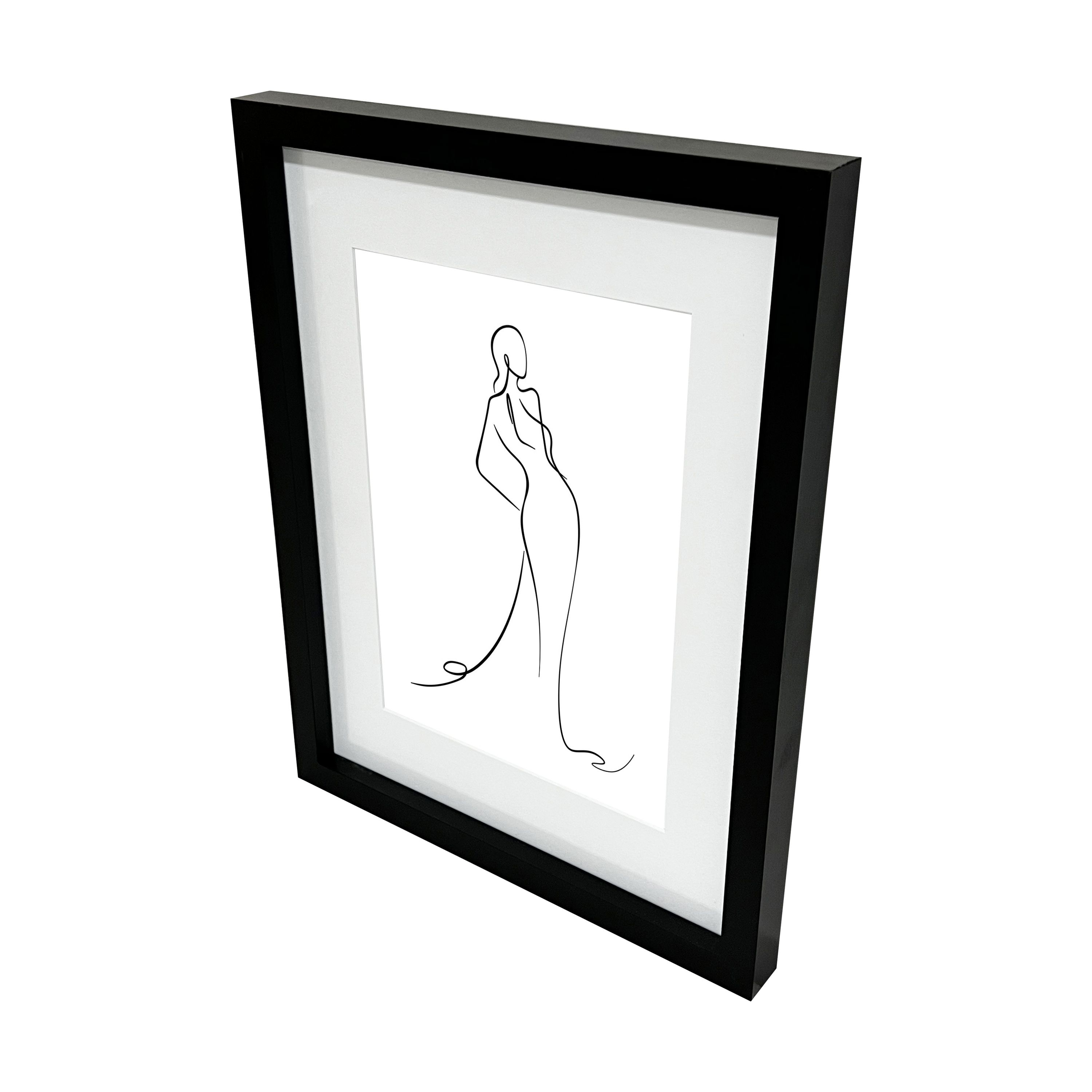 Matt Black Pine effect Plain Single Picture frame (H)32.6cm x (W)32.6cm