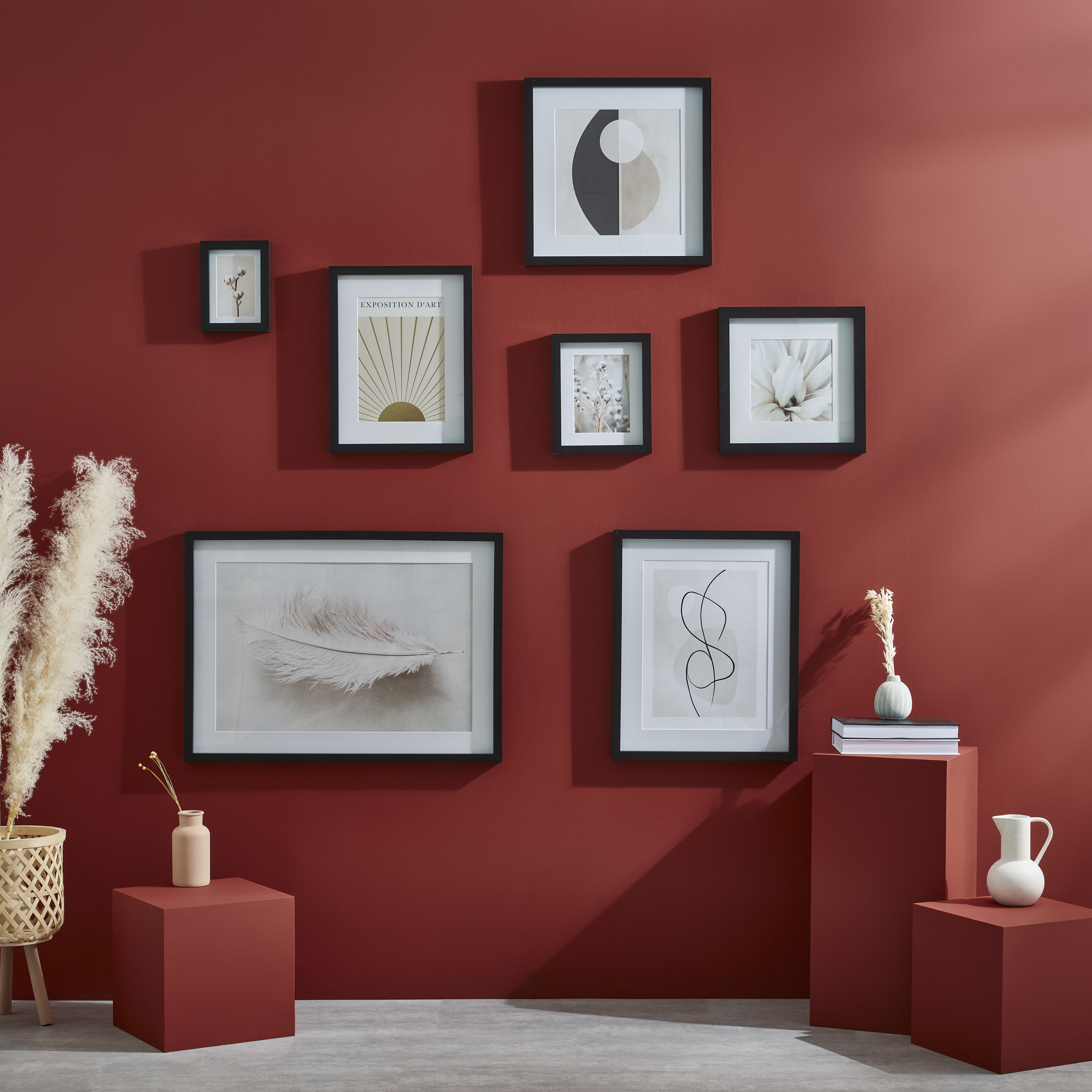 Matt Black Pine effect Plain Single Picture frame (H)52.6cm x (W)42.6cm - 6