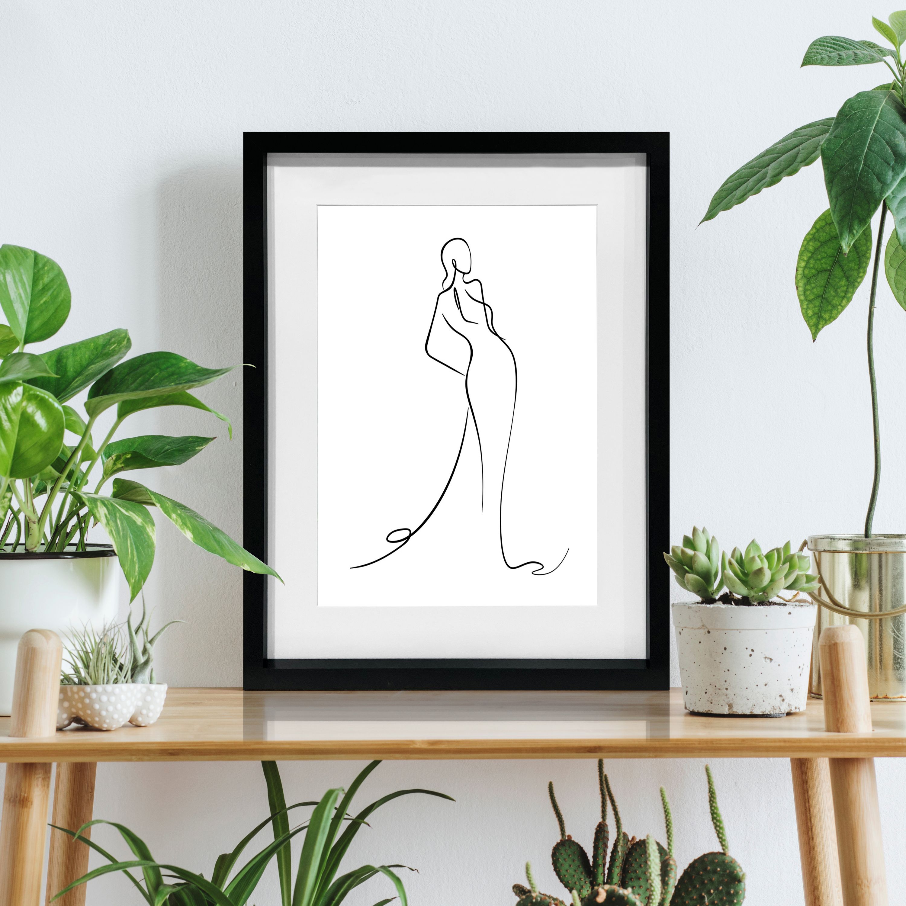 Matt Black Pine effect Plain Single Picture frame (H)52.6cm x (W)42.6cm - 3