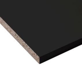 Matt Black Semi edged Chipboard Furniture board, (L)2.5m (W)500mm (T)18mm