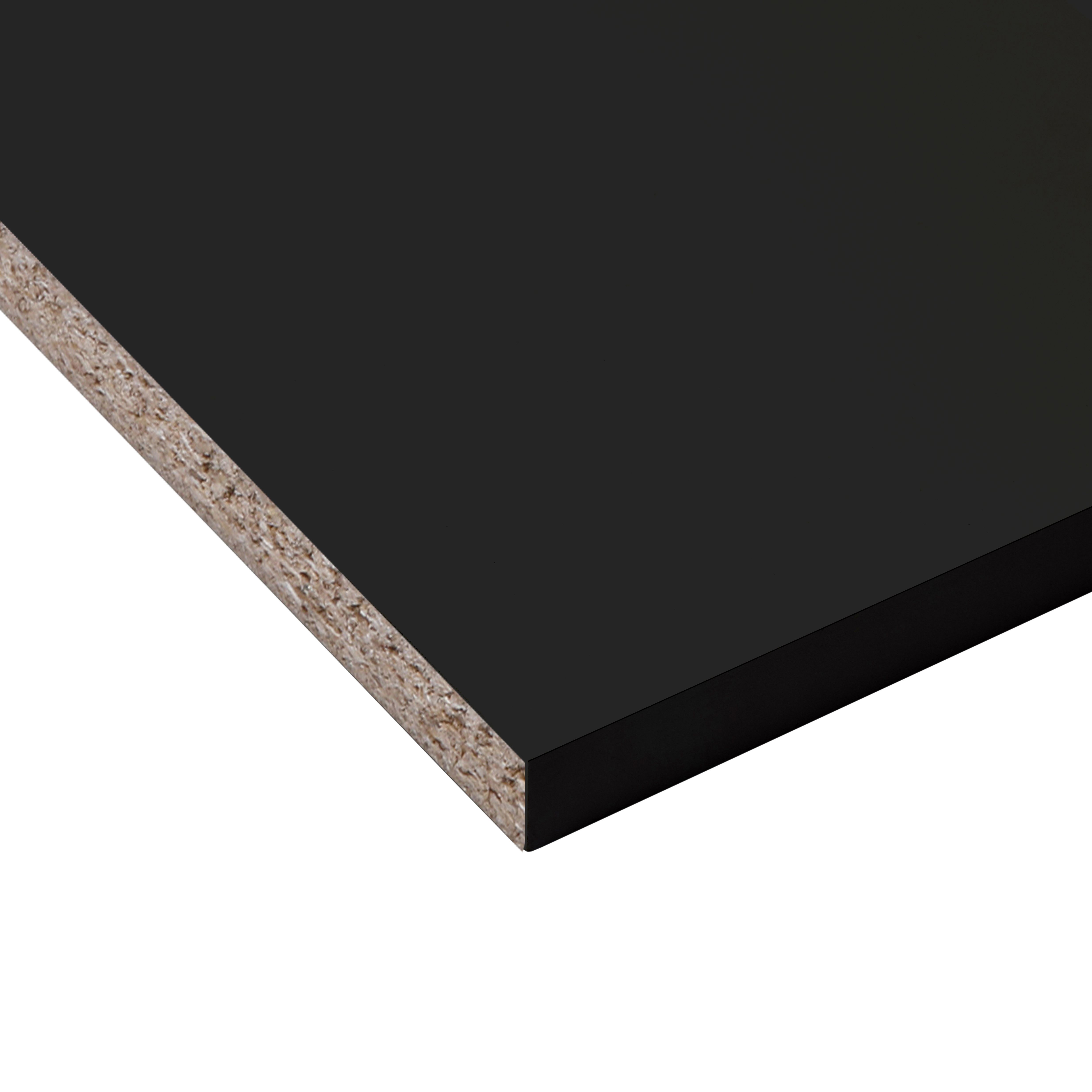 Matt Black Semi edged Chipboard Furniture board, (L)2.5m (W)600mm (T ...