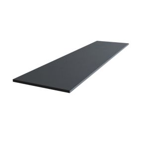 Matt Black Stone effect Chamfered straight edge Solid core laminate Bathroom Worktop 1.2cm x 1.2cm x 122cm