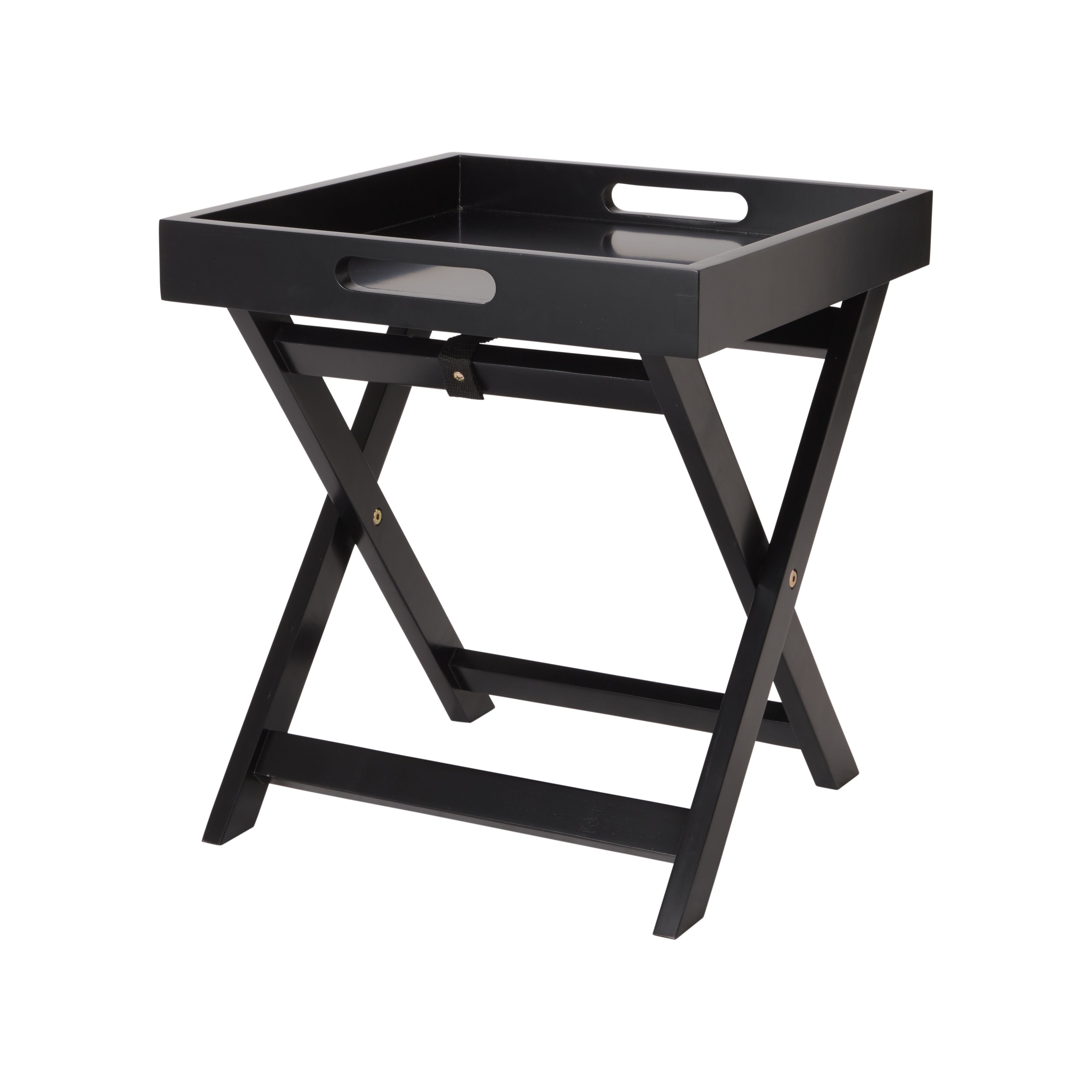 Black folding tv store tray table