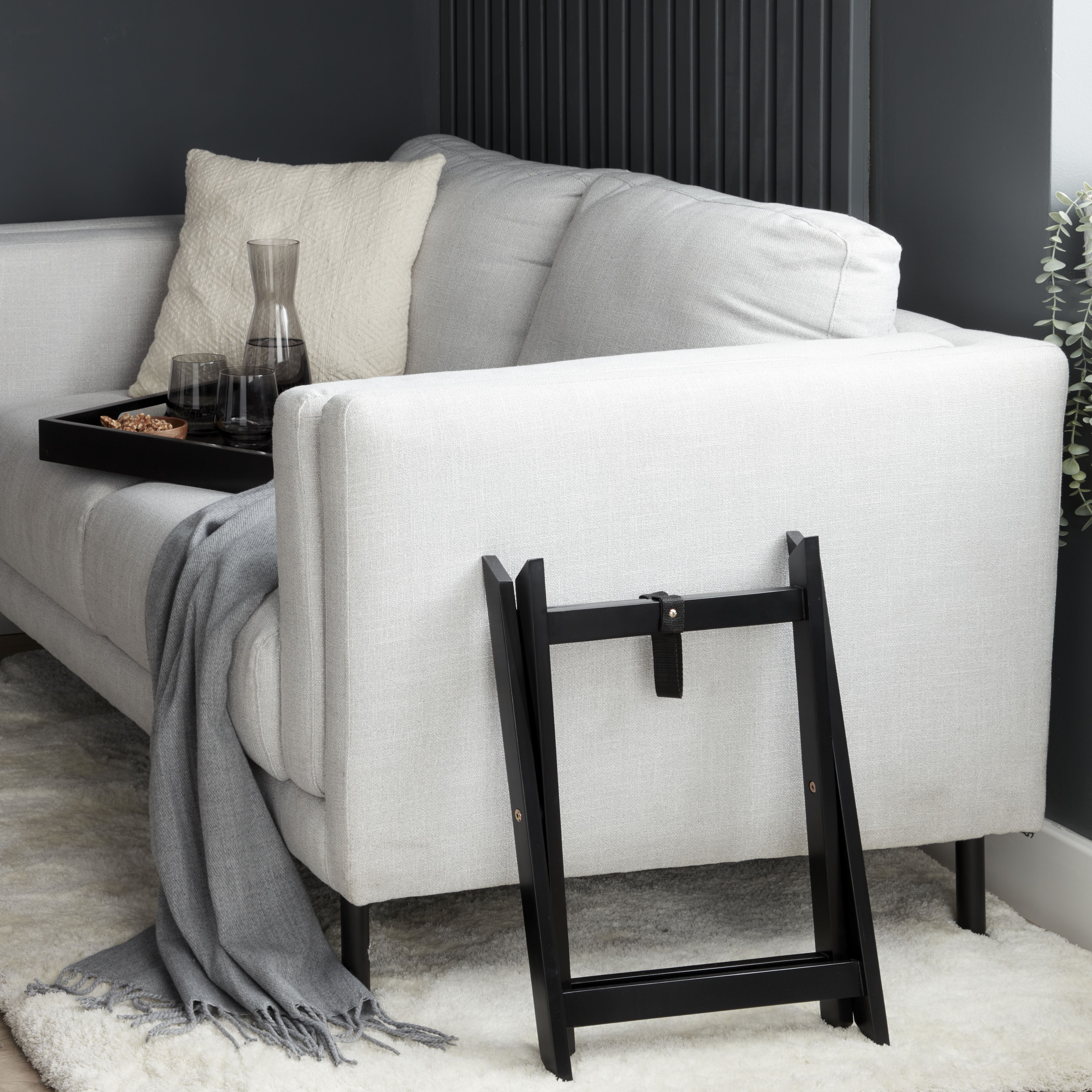 Matt black Tray table (H)44cm (W)40cm (D)40cm