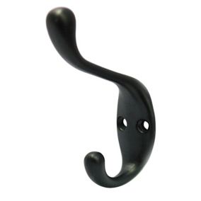 Matt Black Zinc alloy Double Hook (H)23.5mm (W)60.5mm