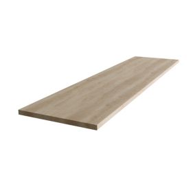 Matt Brown Oak effect Round edge Chipboard & laminate Bathroom Worktop 2.4cm x 2.4cm x 150cm