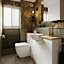 Matt Brown Oak effect Round edge Chipboard & laminate Bathroom Worktop (T) 2.4cm x (L) 150cm x (W) 38.5cm