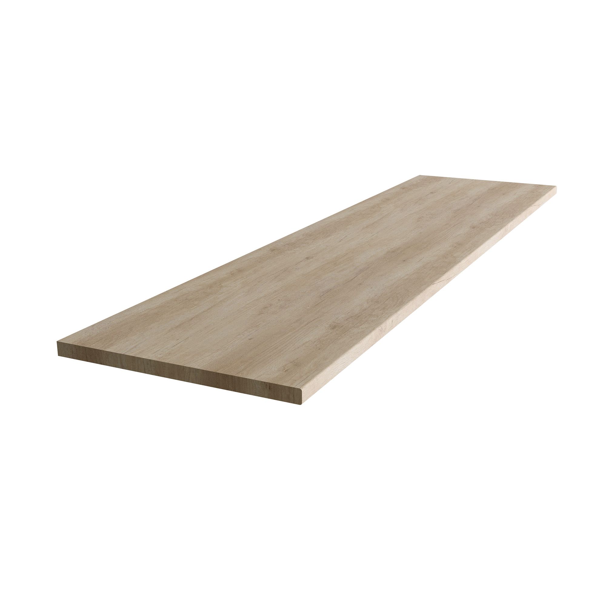 Matt Brown Oak effect Round edge Chipboard & laminate Bathroom Worktop (T) 2.4cm x (L) 150cm x (W) 38.5cm