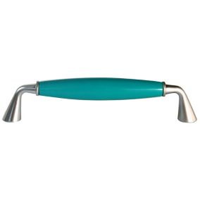 Matt Chrome effect Blue Cabinet Straight Pull handle