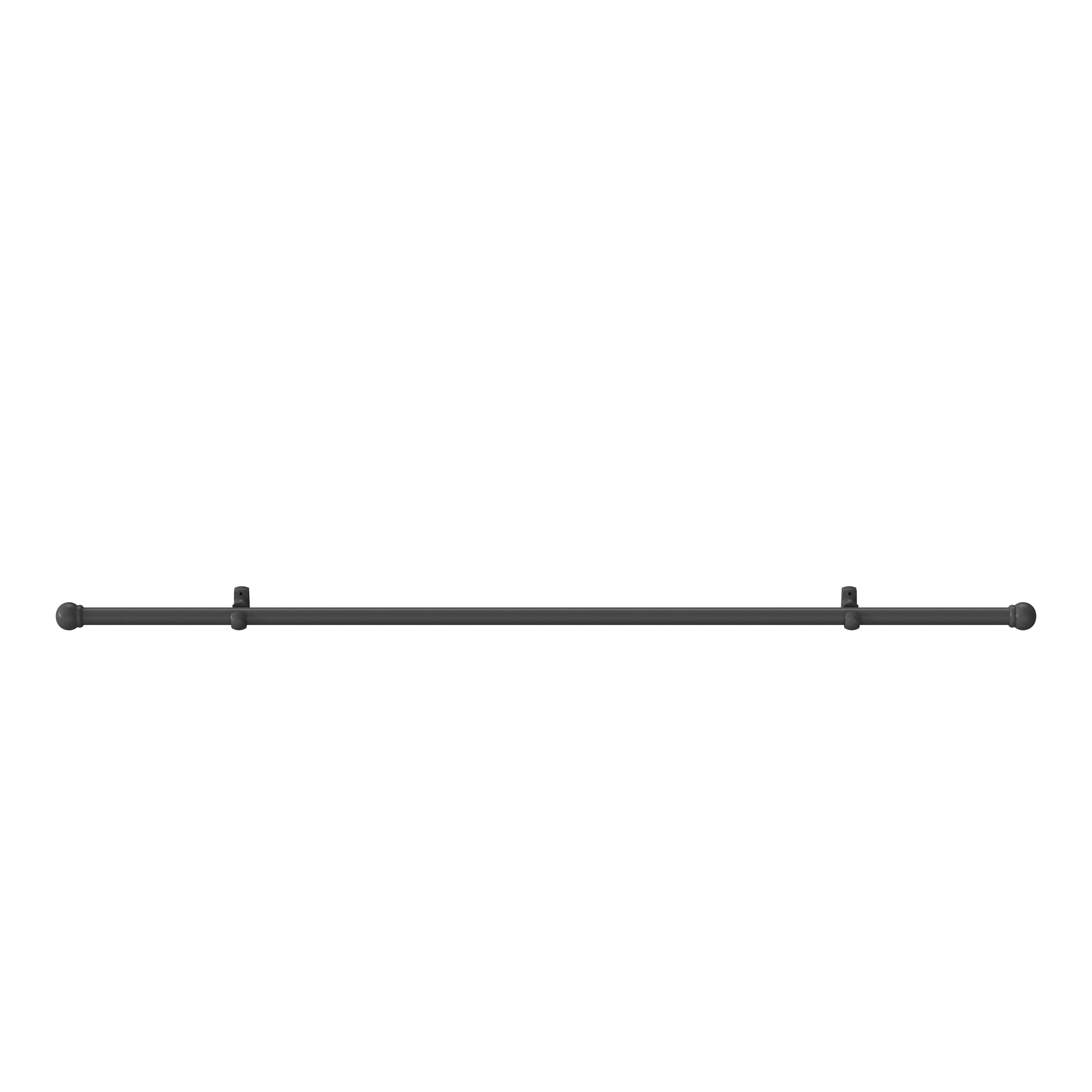Matt Dark grey Non extendable Ball Single curtain pole set, (L)1.5m (Dia)28mm