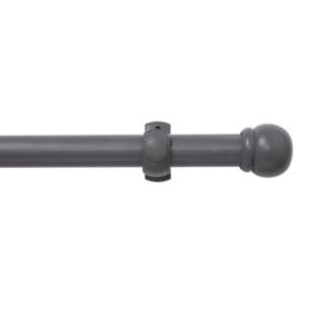 Matt Dark grey Non extendable Ball Single curtain pole set, (L)2m (Dia)28mm