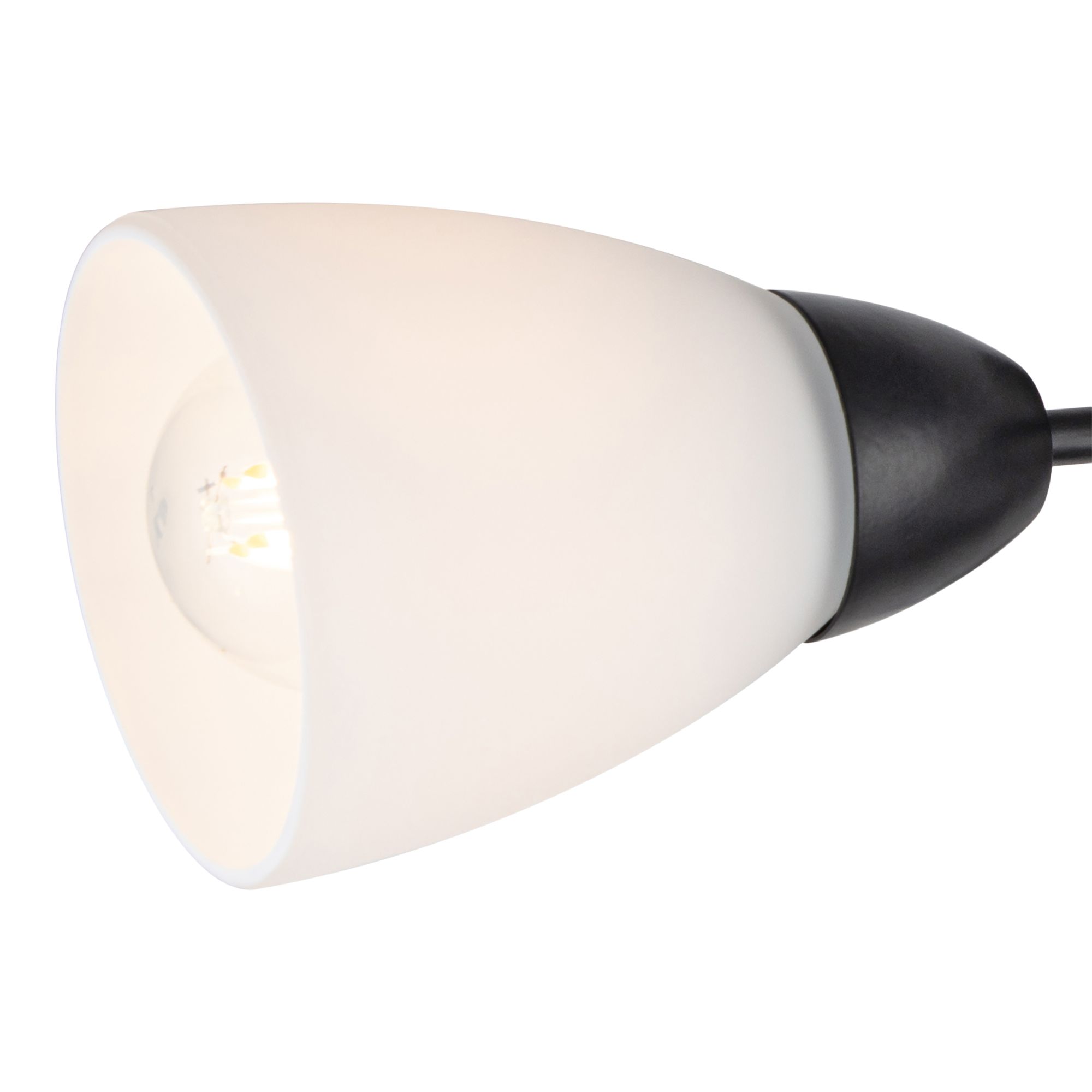 Matt Glass & metal Black & White Frosted effect 3 Lamp LED Ceiling light