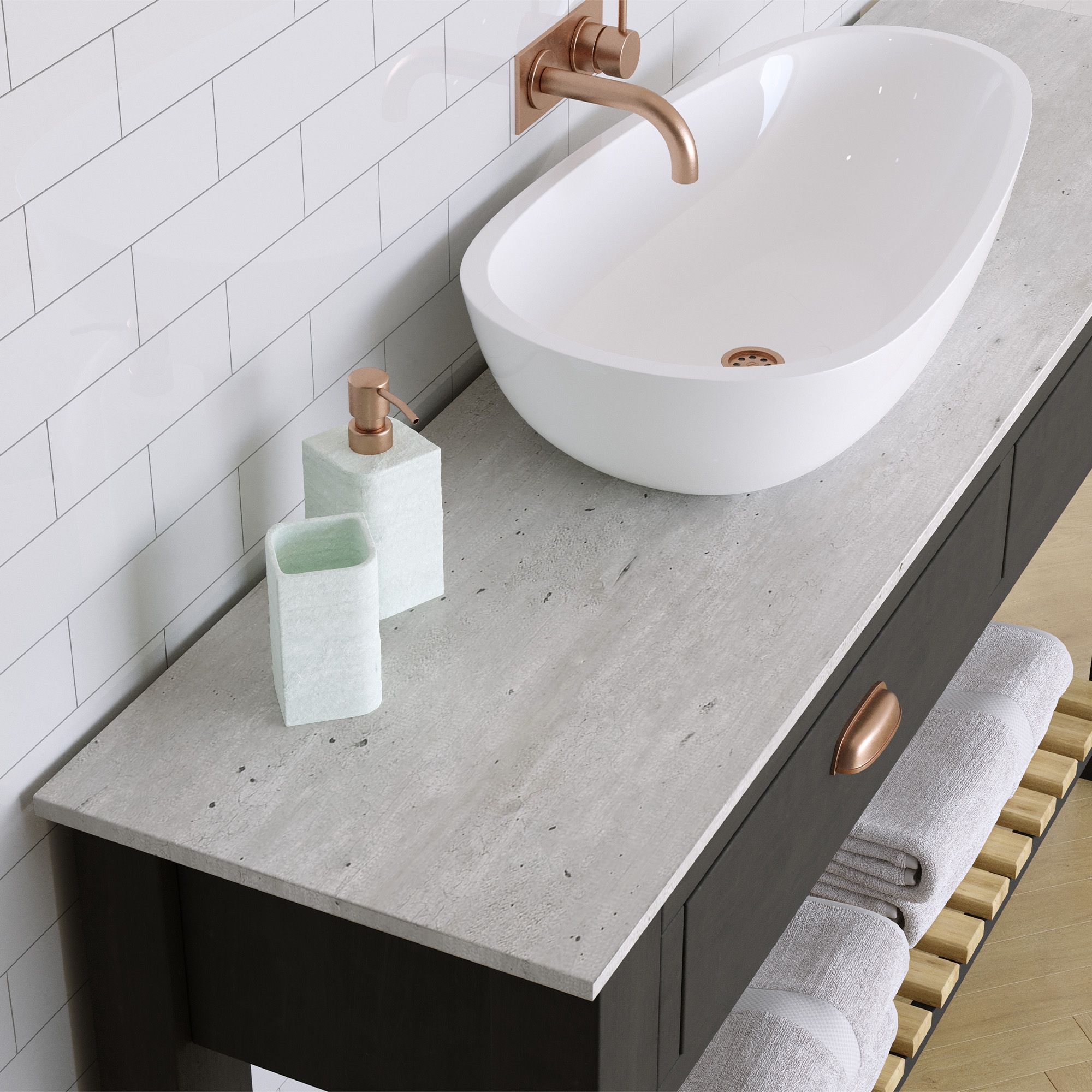 12mm Matt Grey Stone effect Solid core laminate Worktop - 3